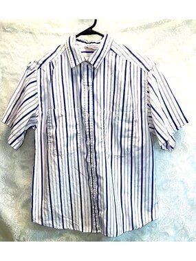 Vintage Favorites Purple & White Vertical Striped Button-Up Shirt Large